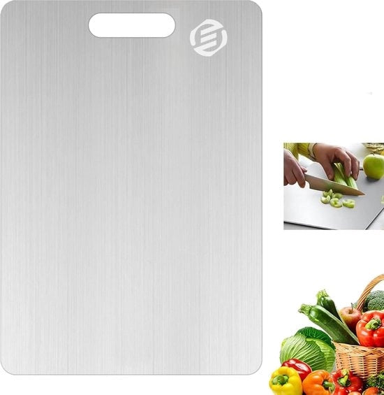 Piastra di Taglio in Titanio - Senza Plastica - Senza Olii - Inox - Piastra di Cottura - Resistente ai Batteri - Resistente al Lavastoviglie