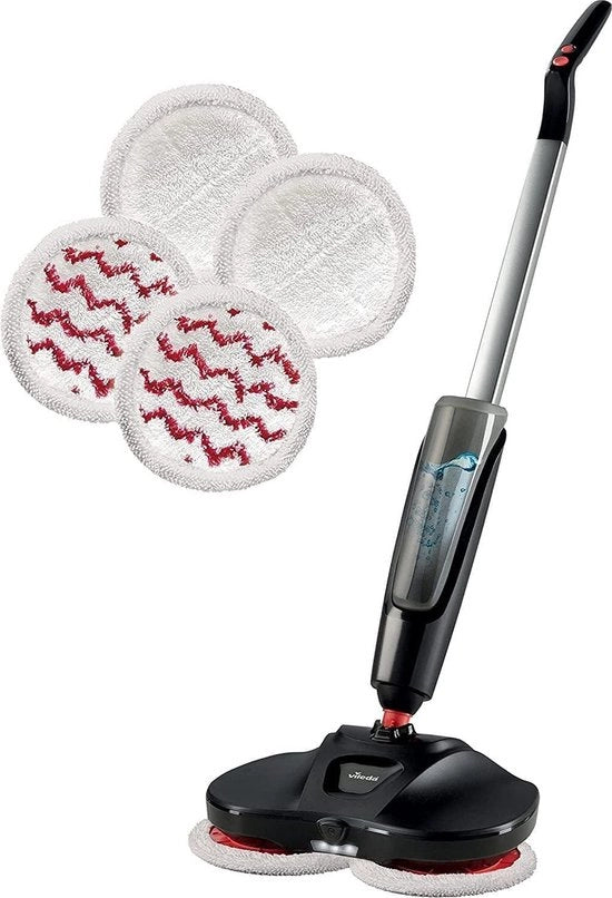 Mop elettrico per pavimenti - Pulizia intermedia - Serbatoio d'acqua integrato - Manico con batterie - Panno microfibra - Imballo ecoreciclato