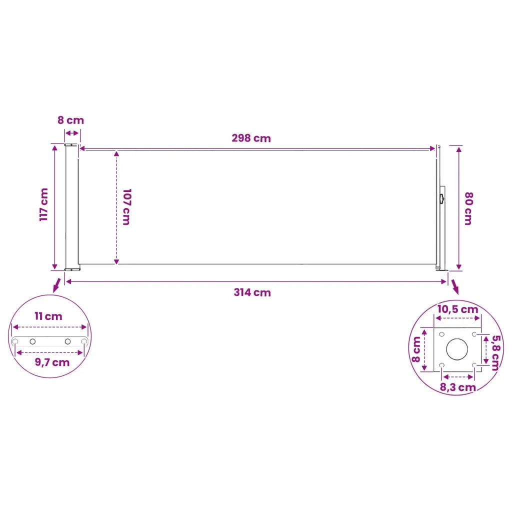 Tenda da Sole | Tenda laterale retrattile Beige 300 x 120 cm Poliestere