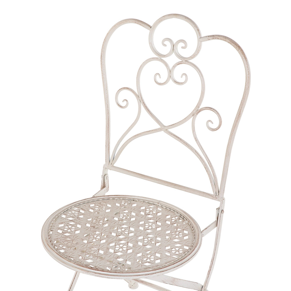 Set di 2 sedie da bistrò da giardino in ferro beige chic francese