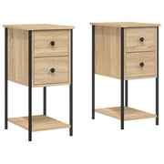 Set di 2 Comodini | Armadio da Notte | Mobiletto da notte Rovere Sonoma 32x42x70 cm in Legno Multistrato