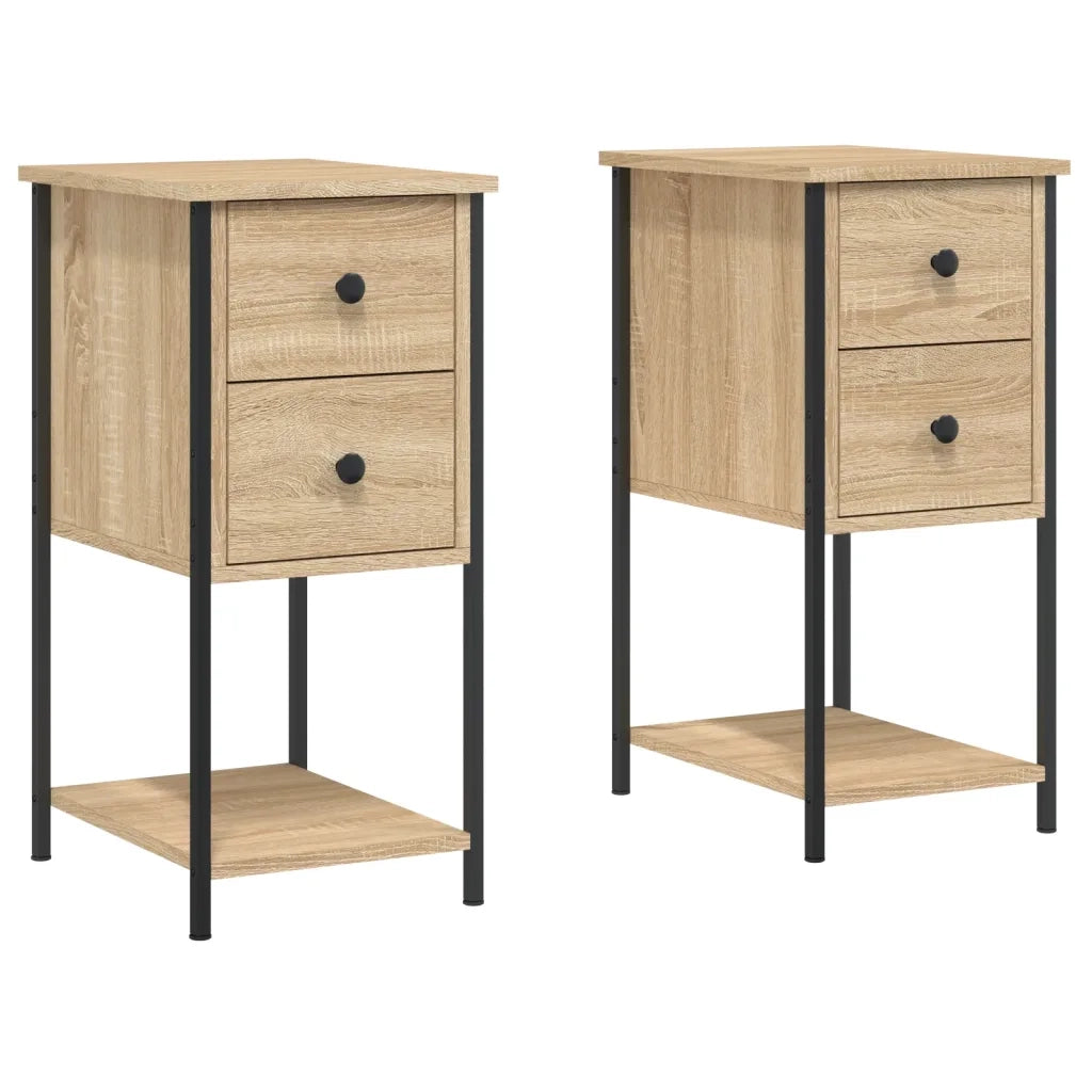 Set di 2 Comodini | Armadio da Notte | Mobiletto da notte Rovere Sonoma 32x42x70 cm in Legno Multistrato