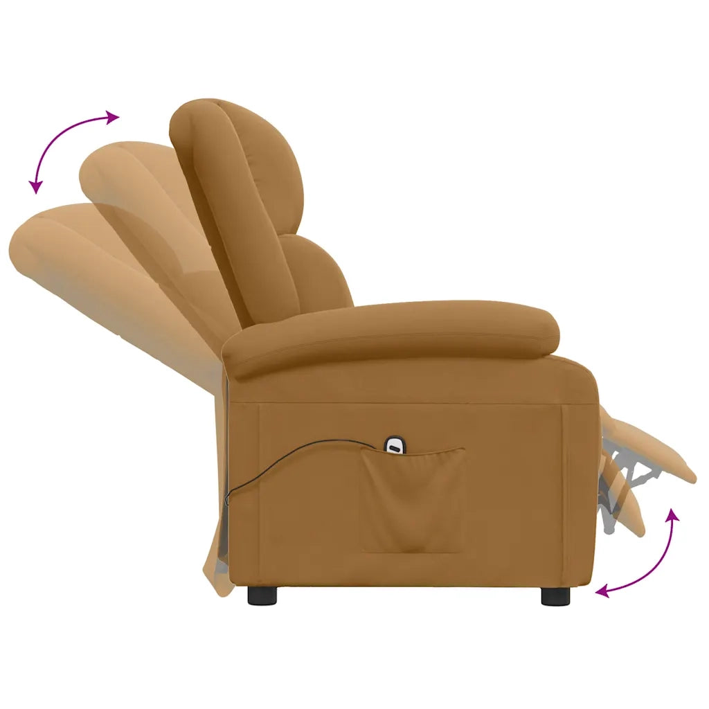 Poltrona Elettrica Massaggiante Reclinabile Marrone in Velluto cod mxl 43239