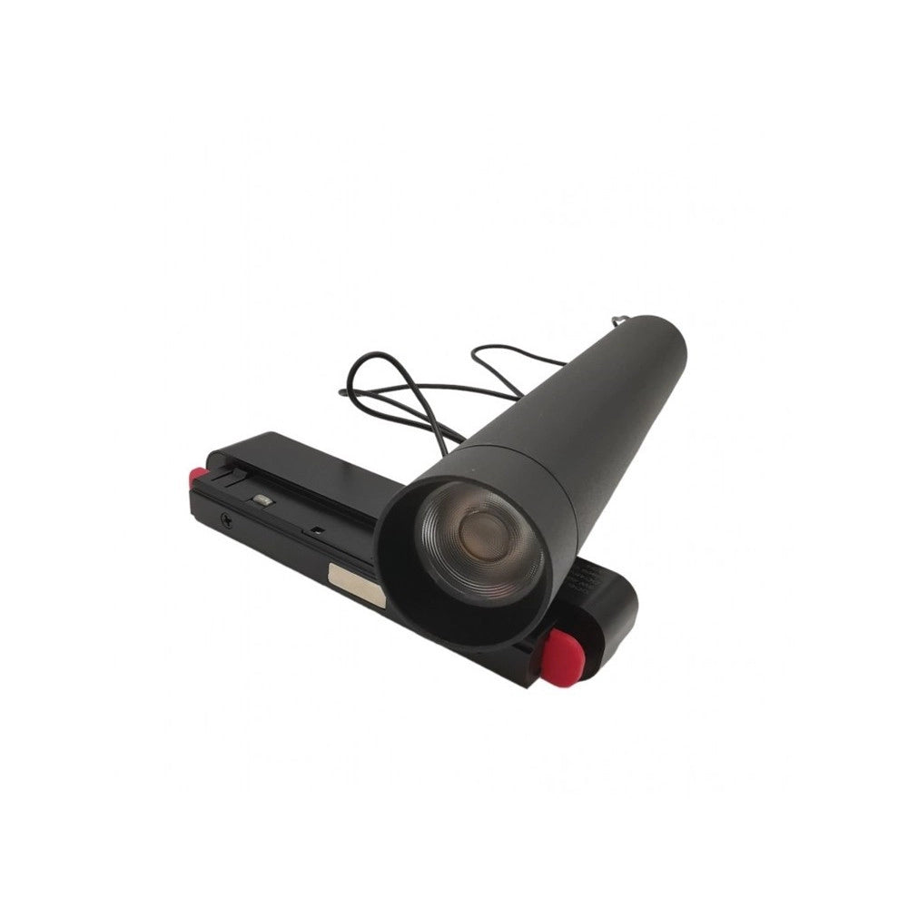 Trade Shop - Faretto Led A Cilindro 8w Nero Per Binario Magnetico 48v Luce 3000k 4000k Cob-40 - -bianco Caldo      -