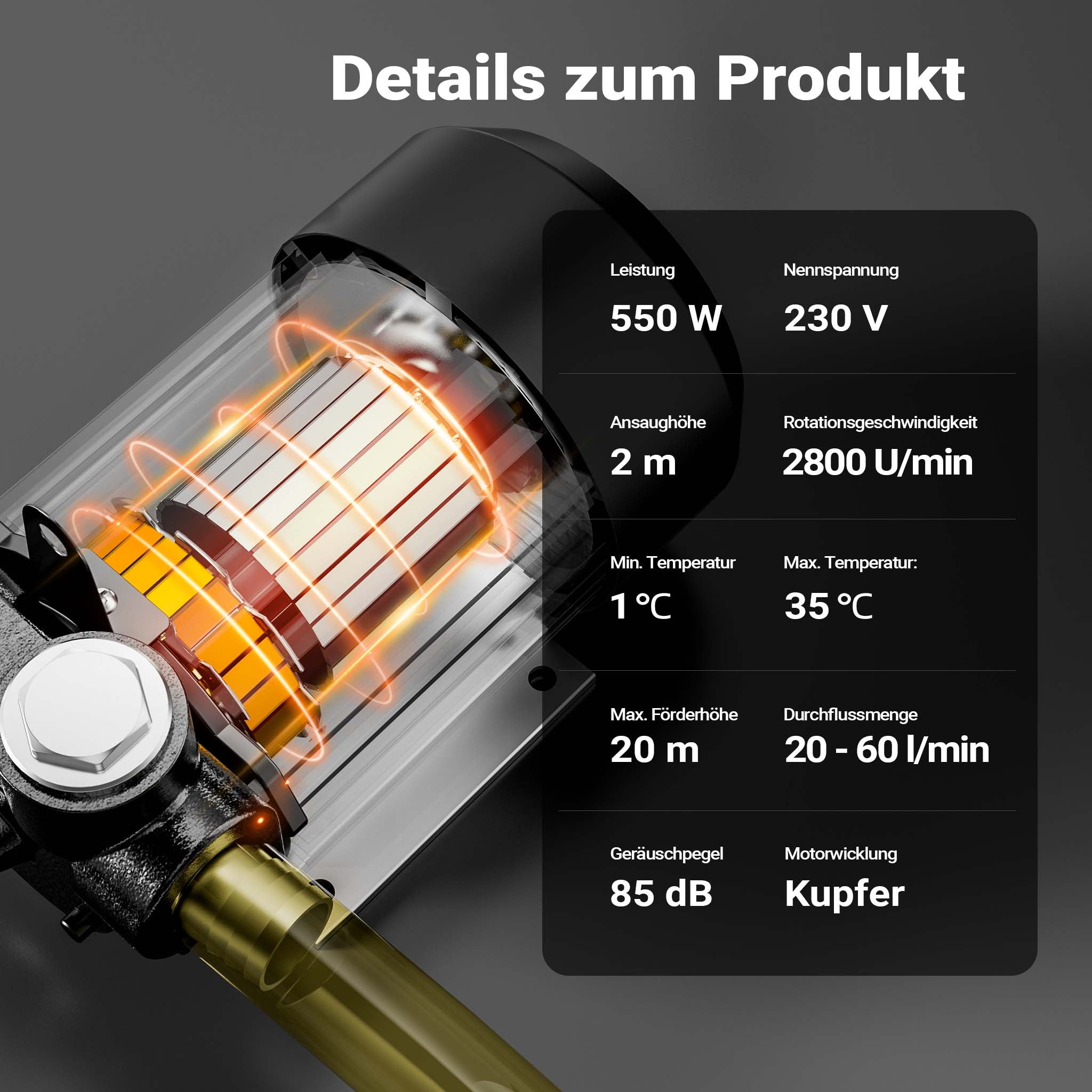 WilTec pompa autoadescante per trasferimento diesel gasolio 20 – 60 l/min 230 V 550 W