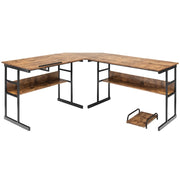 Scrivania angolare a L 170 x 150 x 75 cm regolabile con piano inclinabile moderno legno ingegnerizzato colore caffè 20_0020928
