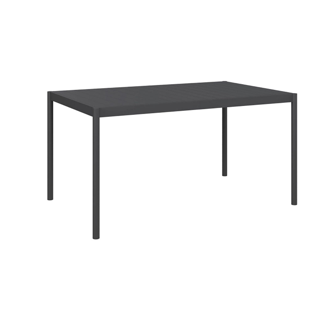 Tavolo da Giardino a Doghe 145x90x74 cm per 6 Persone in Acciaio e Alluminio Grigio Scuro