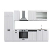 Cucina componibile Fame-Line Bianco rustico/Bianco 300 cm, PL Marmo Vicco