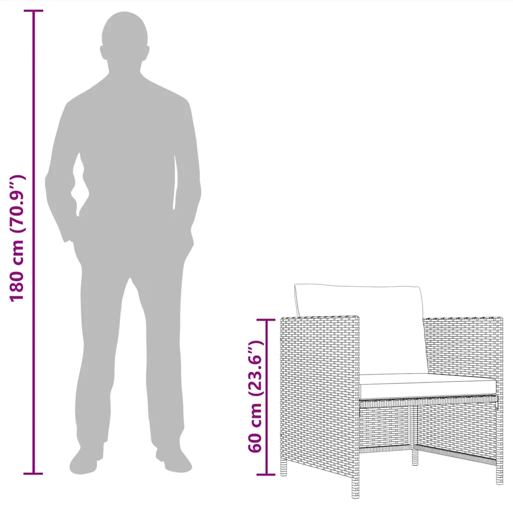 Divano da Giardino con Cuscini Grigio in Polyrattan 313496