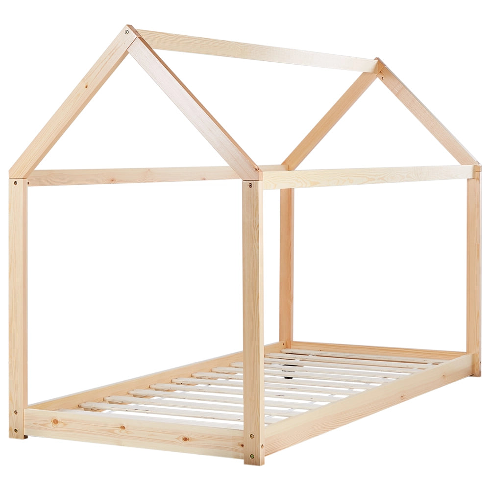 Letto a casetta per bambini in legno di pino chiaro UE misura singola 90 x 200 cm con telaio a doghe letto per bambini piccoli