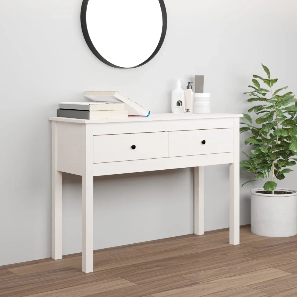 Tavolo Consolle | Tavolo d'Ingresso Bianco 100x35x75 cm in Legno Massello di Pino