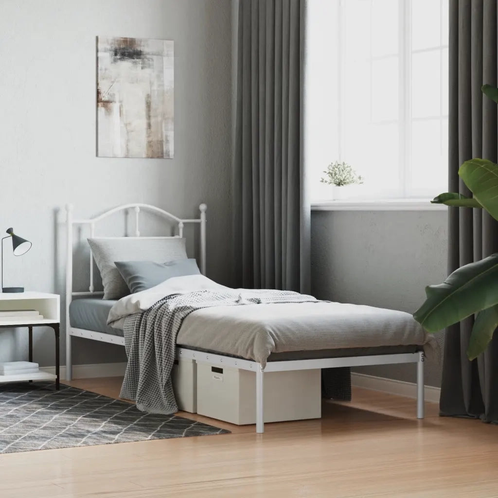Giroletto con Testiera-Struttura Letto con testiera Metallo Bianco 80x200 cm 773042