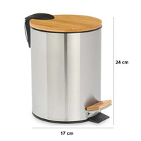 Kit da Bagno Pattumiera 3lt e Porta Scopino Acciaio Bambù