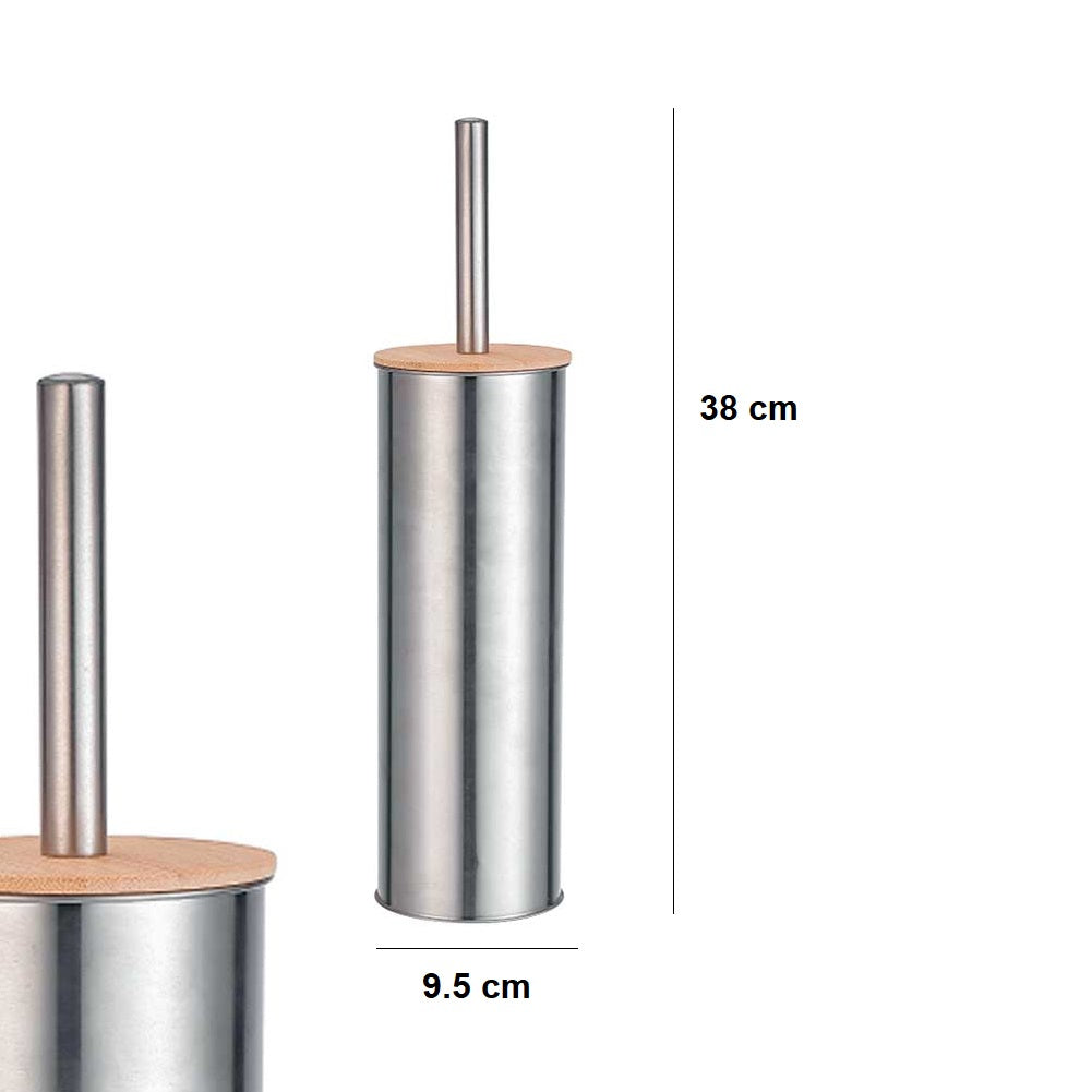 Kit da Bagno Pattumiera 3lt e Porta Scopino Acciaio Bambù