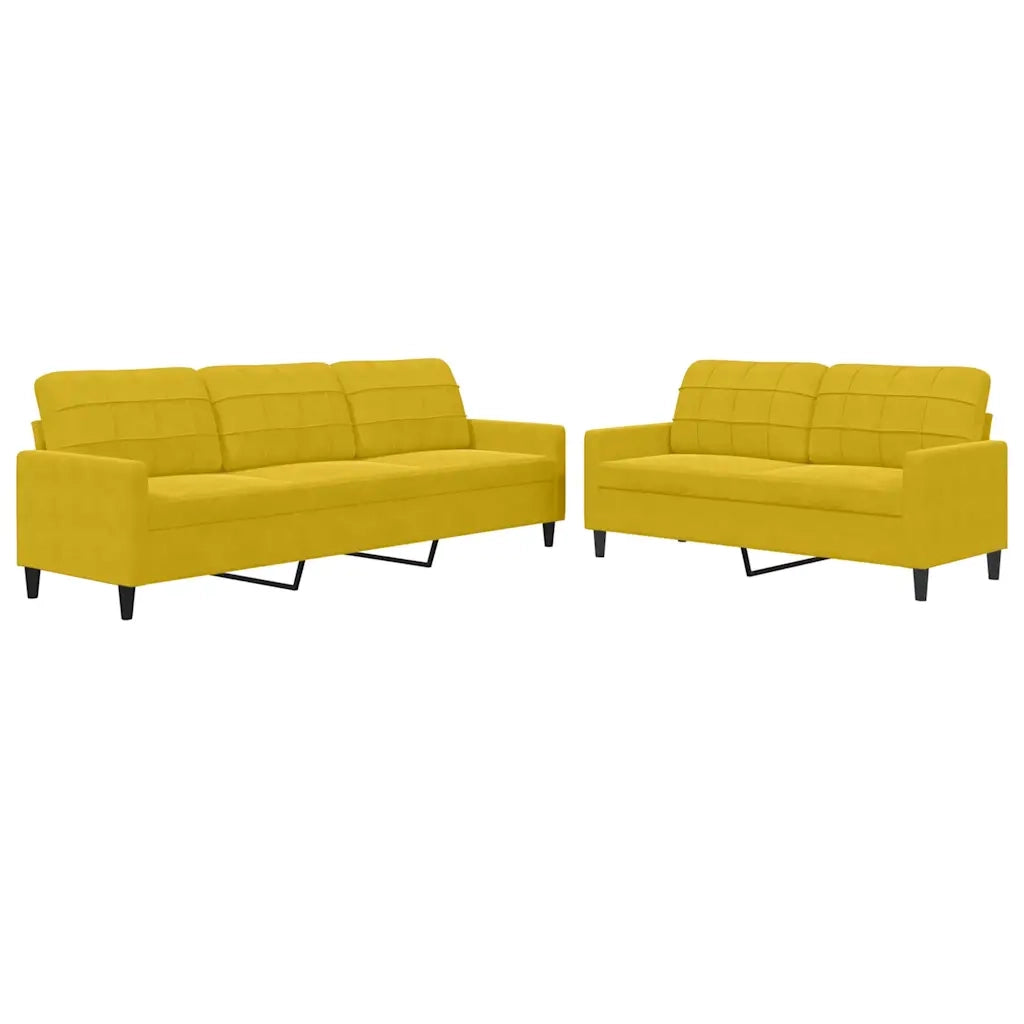 Set di Divani 2 pz con Cuscini giallo in Velluto