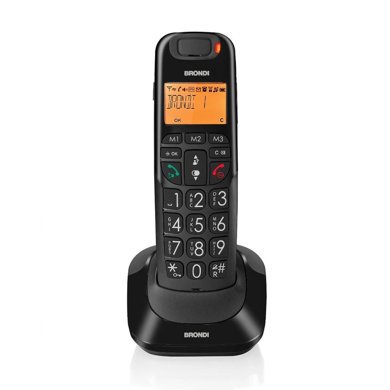 BRONDI BRAVO BRIGHT (NERO) - TELEFONO CORDLESS SINGOLO - AUDIO AMPLIFICATO - VIVAVOCE