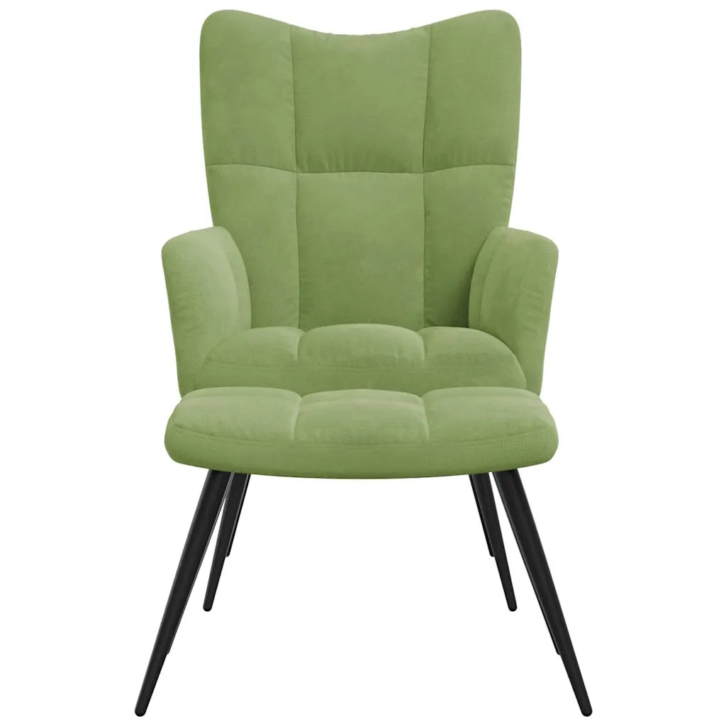 Divano Sedia-Poltrona Relax con Poggiapiedi Verde Chiaro in Velluto 222633
