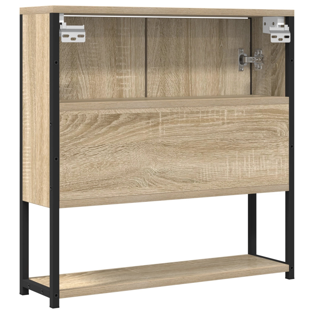 Mobiletto da Bagno con Specchiera  Rovere Sonoma 60x16x60 cm in Legno Ingegnerizzato