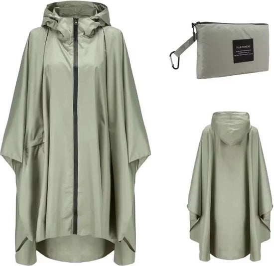 Poncho per Festival - Regenponcho per Bicicletta Uomo e Donna - Impermeabile - Beige