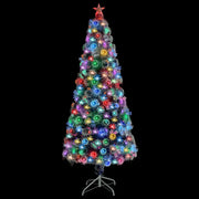 Albero Natale Preilluminato-Luci decorative natalizie Bianco e Blu 180 cm in Fibra Ottica