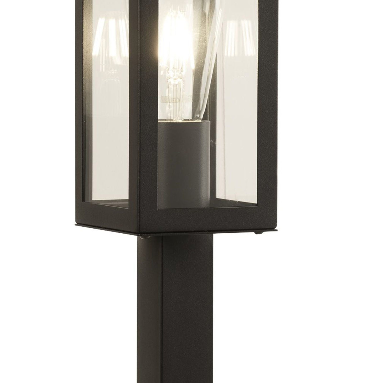 Paletto Da Esterno Contemporaneo Scatola Acciaio Nero Trasparente 1 Luce E27