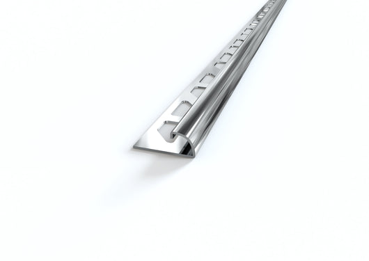 Profilo ACCIAIO angolo tondo per piastrelle. Barra 2.5 M FINITURA: Lucido, SPESSORE PER MATTONELLA: 8 mm, Spessore Acciaio Aisi 304: 0.6 mm