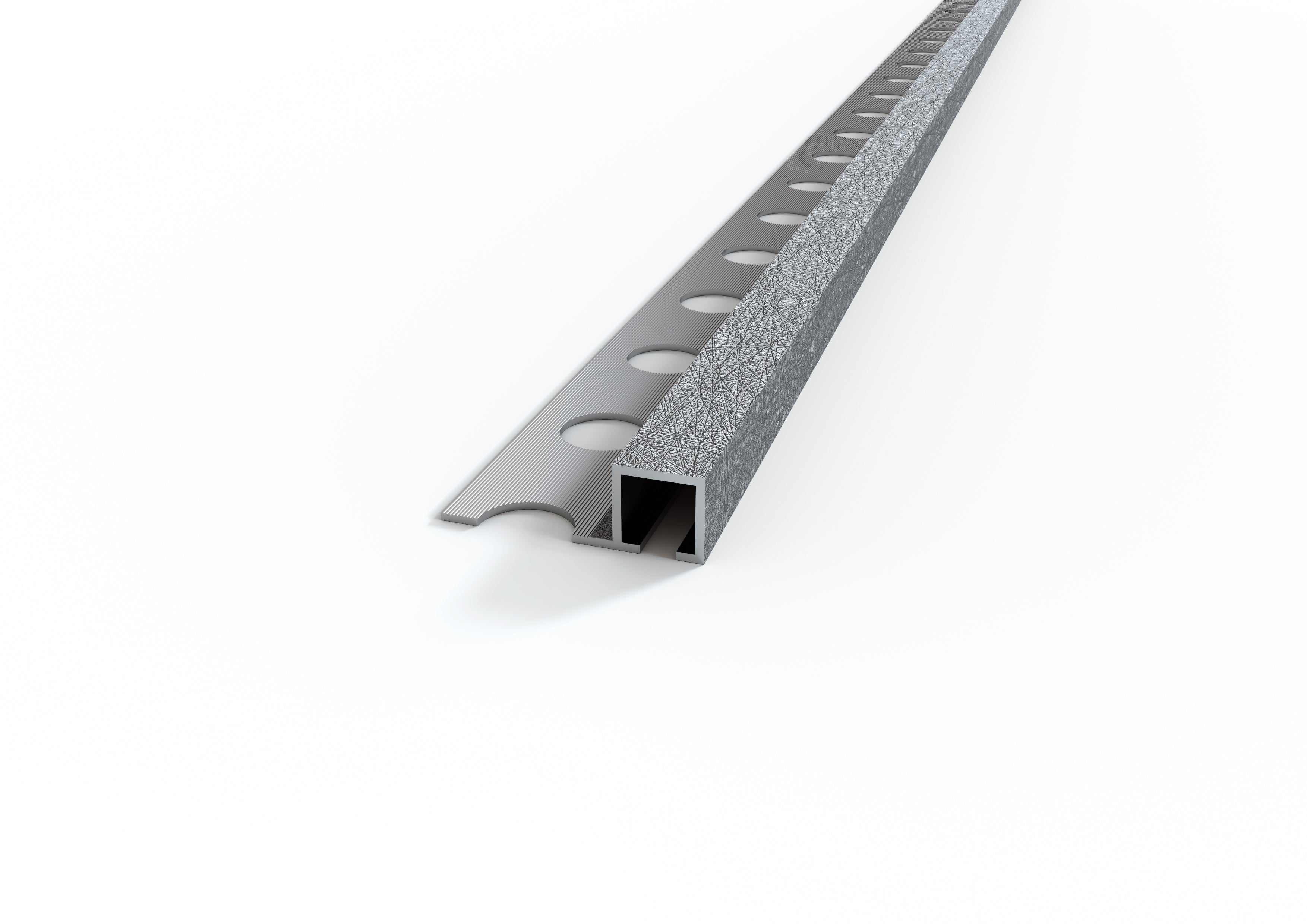 Profilo ALLUMINIO decorato argento angolo quadro per piastrelle. Barra 2.5 M Misura: MM 10