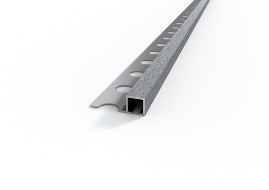 Profilo ALLUMINIO decorato argento angolo quadro per piastrelle. Barra 2.5 M Misura: MM 10