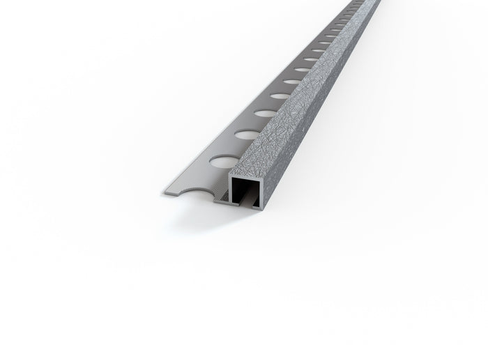 Profilo ALLUMINIO decorato argento angolo quadro per piastrelle. Barra 2.5 M Misura: MM 10