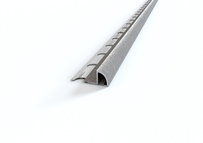 Profilo ALLUMINIO decorato argento angolo tondo per piastrelle. Barra 2.5 M Misura: MM 10