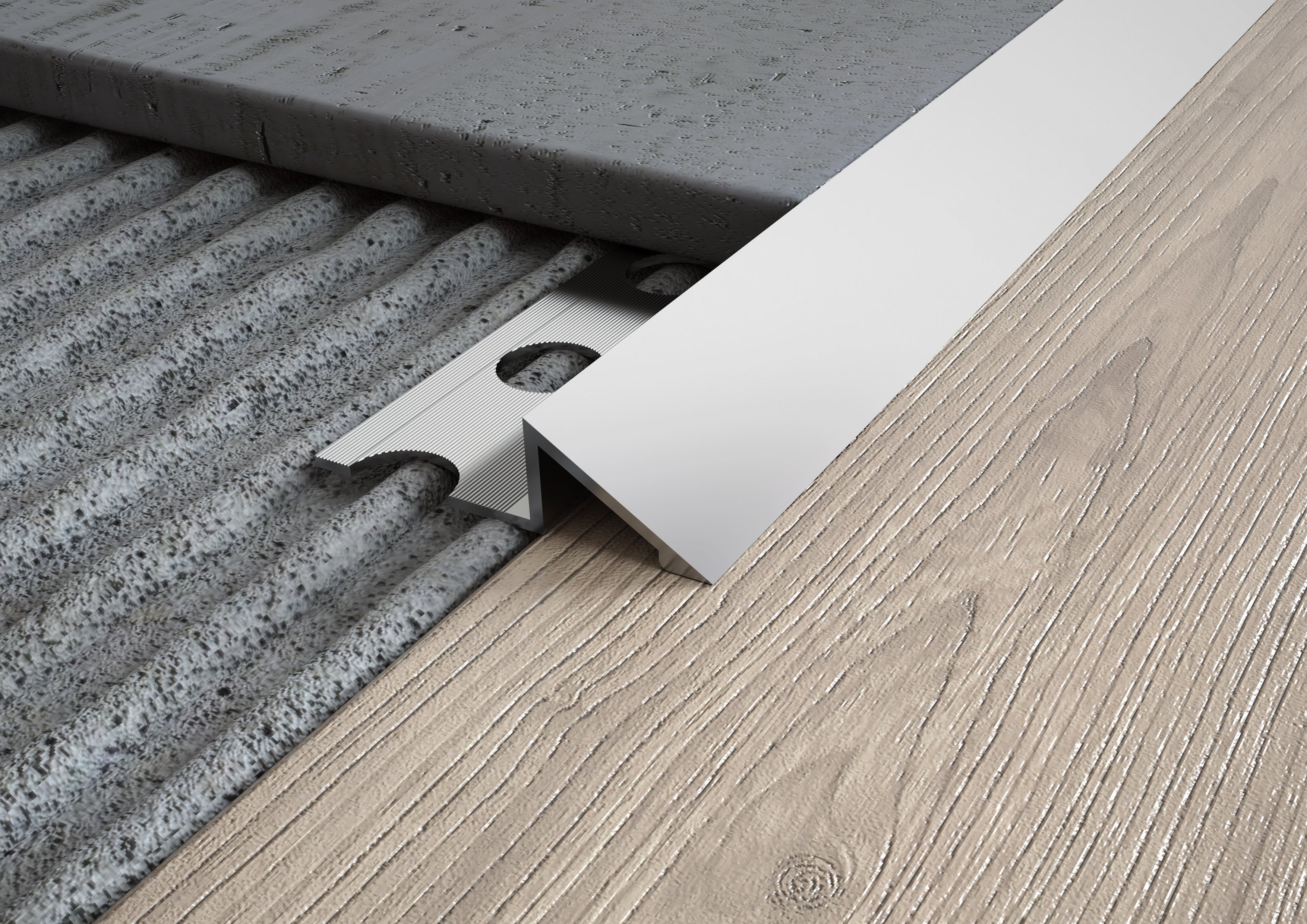 Profilo ALLUMINIO terminale a rampa per pavimenti. Barra 2.5 M FINITURA: Alluminio opaco, Spessore: 10 mm, Lunghezza: 2.5 M