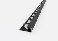 Profilo angolo quadro in ACCIAIO nero opaco. Barra 2.5 M Spessore mattonella: 8 MM, FINITURA: Nero opaco