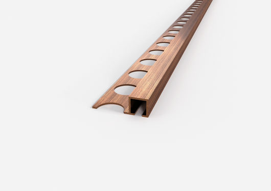 Profilo angolo quadro in OTTONE rame antico. Barra 2.5 M FINITURA: Spazzolato rame, Spessore mattonella: mm 10