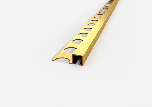 Profilo angolo quadro in OTTONE spazzolato. Barra 2.5 M Spessore mattonella: mm 10, FINITURA: Spazzolato ottone