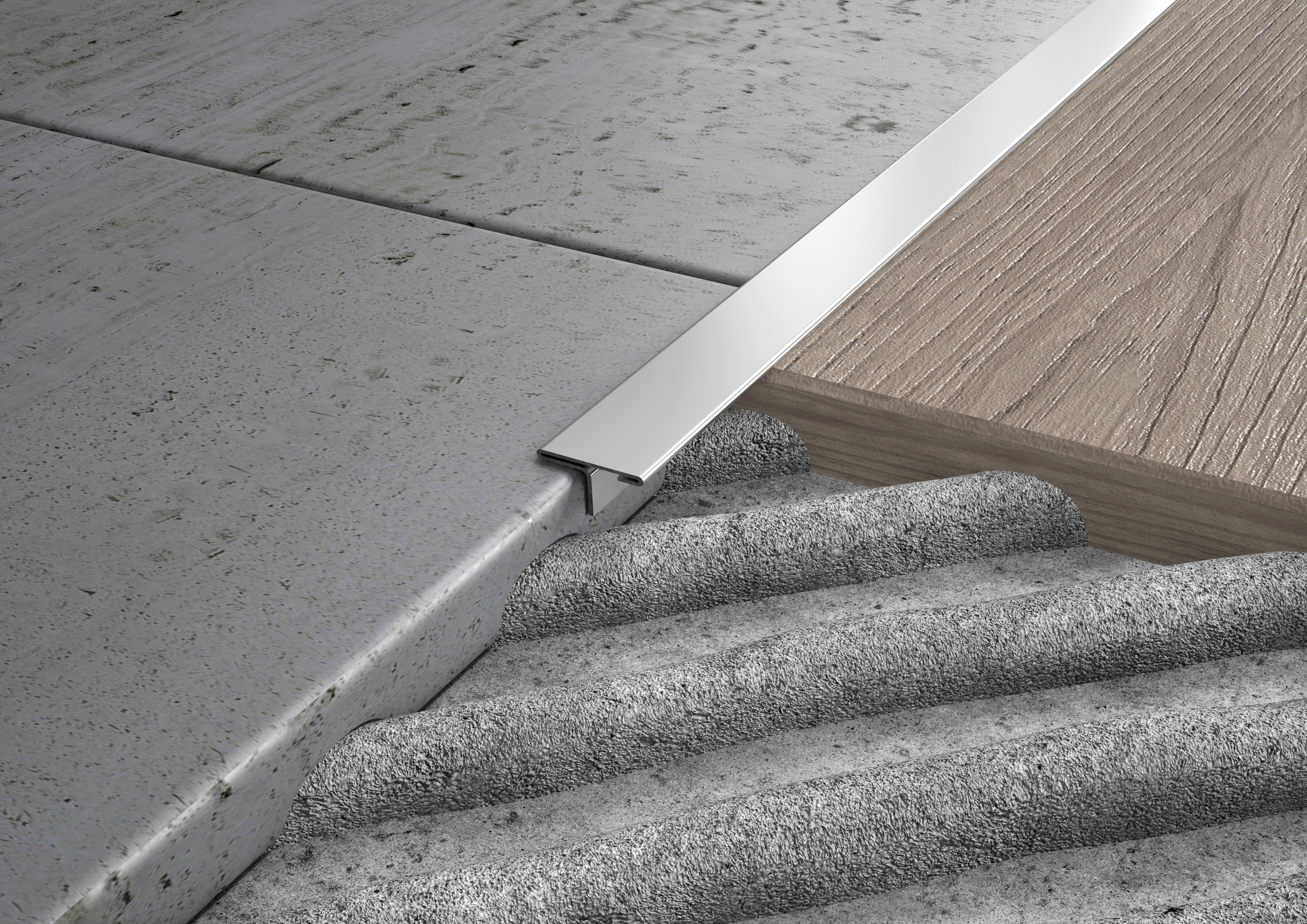 Profilo coprigiunto a T in ACCIAIO. Barra 2.5 m FINITURA: Opaco, Misura: Testa 10 MM