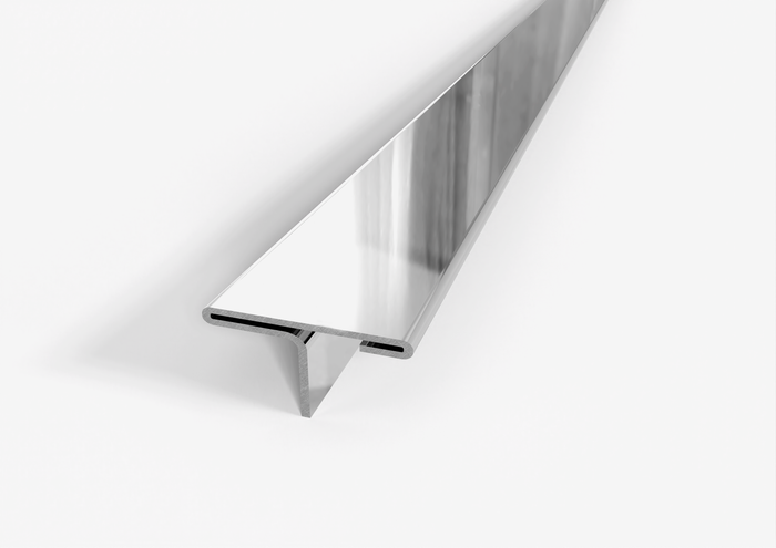 Profilo coprigiunto a T in ACCIAIO. Barra 2.5 m Misura: Testa 10 MM, FINITURA: Lucido