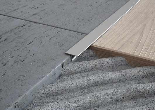 Profilo coprigiunto in ALLUMINIO a "T" per pavimenti. Barra 2.5 M Misura: MM 10, FINITURA: Alluminio lucido