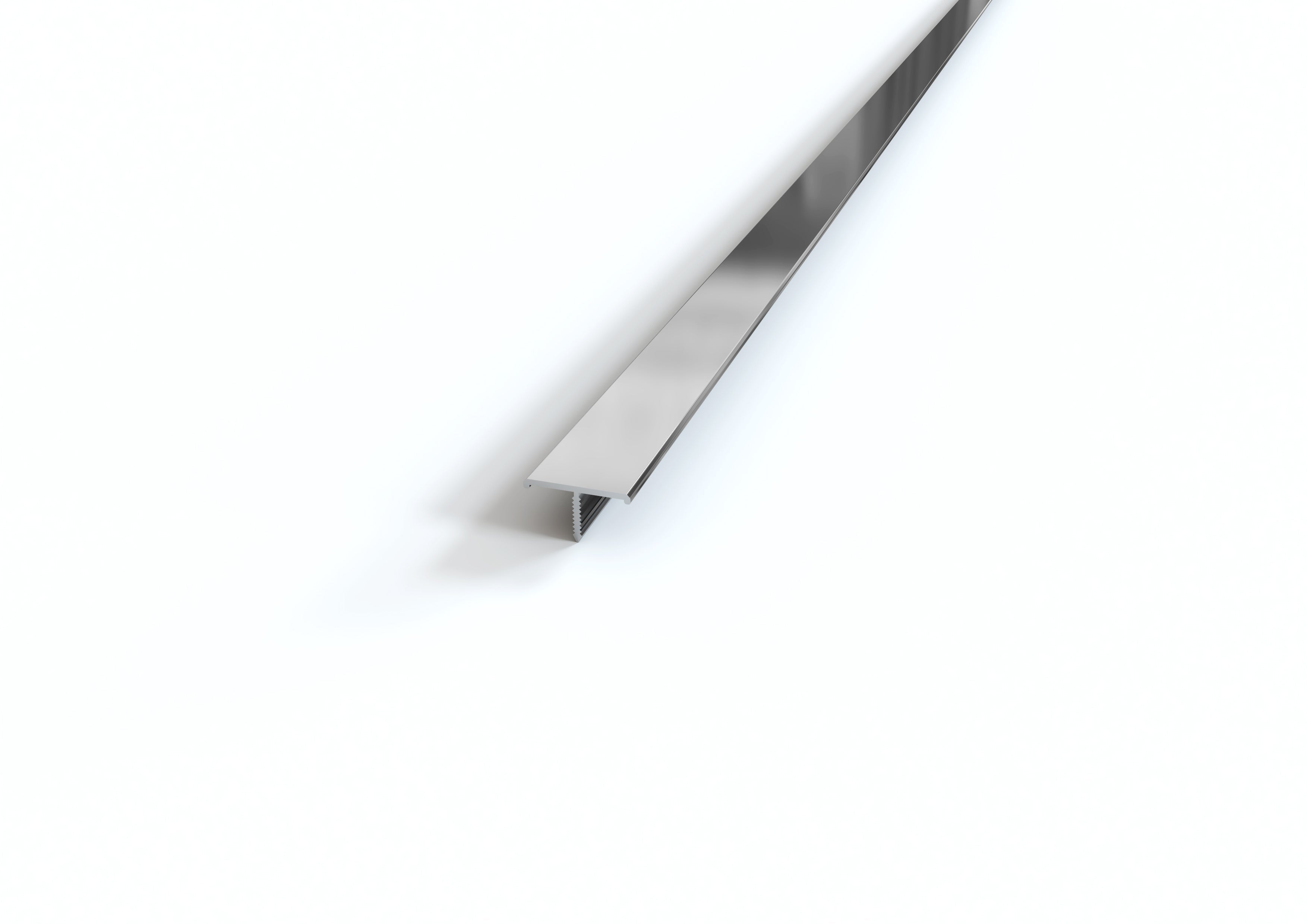 Profilo coprigiunto in ALLUMINIO a "T" per pavimenti. Barra 2.5 M Misura: MM 10, FINITURA: Alluminio lucido