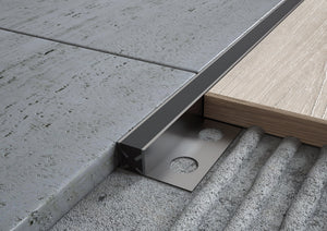 Profilo Giunto Dilatazione in ALLUMINIO per Pavimenti. Barra 2 m SPESSORE PER MATTONELLA: Giunto H 10, Colore silicone: Trasparente