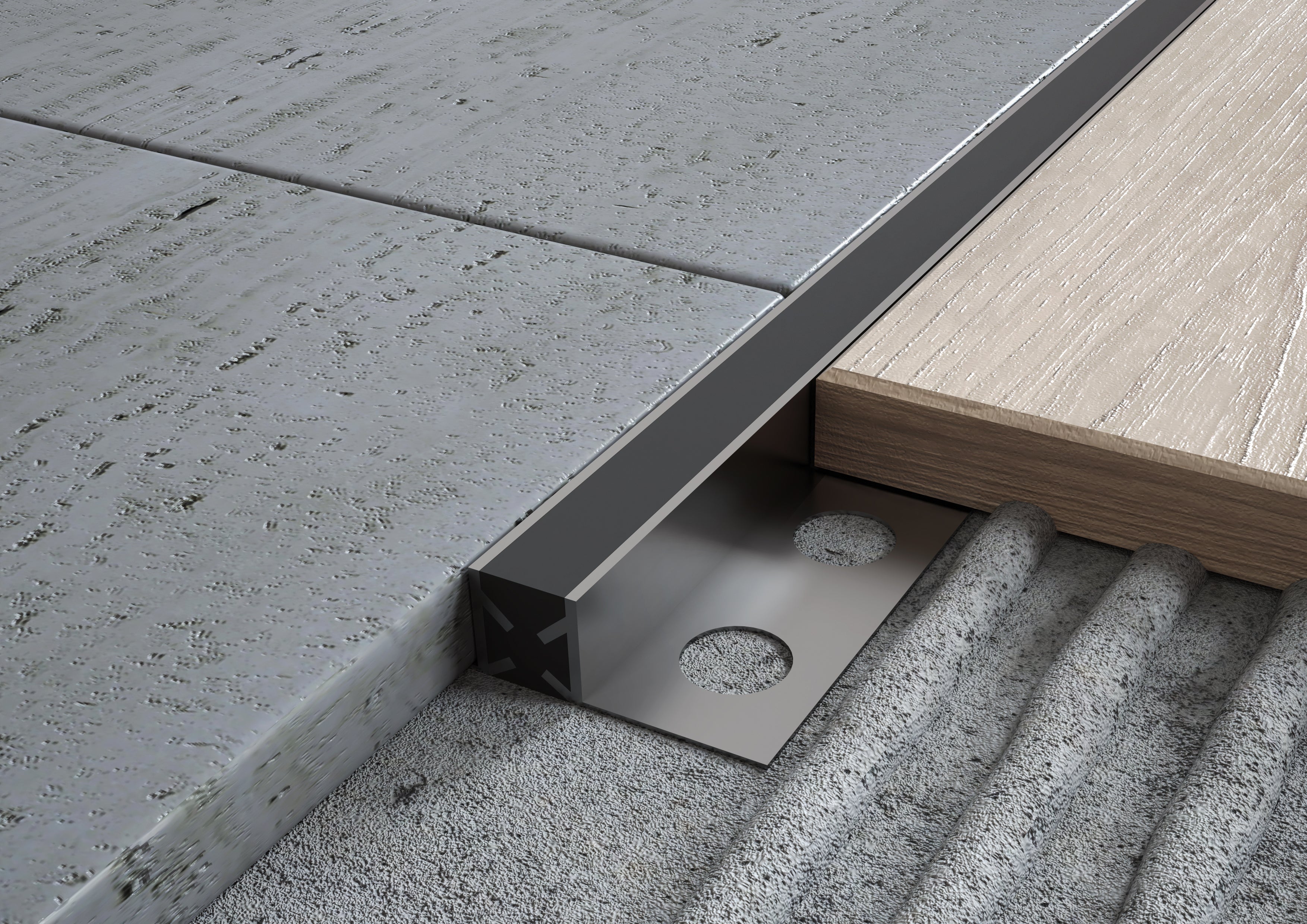 Profilo Giunto Dilatazione in ALLUMINIO per Pavimenti. Barra 2 m SPESSORE PER MATTONELLA: Giunto H 10, Colore silicone: Trasparente