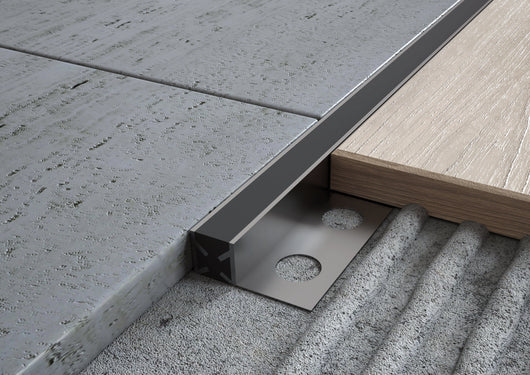 Profilo Giunto Dilatazione in ALLUMINIO per Pavimenti. Barra 2 m SPESSORE PER MATTONELLA: Giunto H 10, Colore silicone: Trasparente