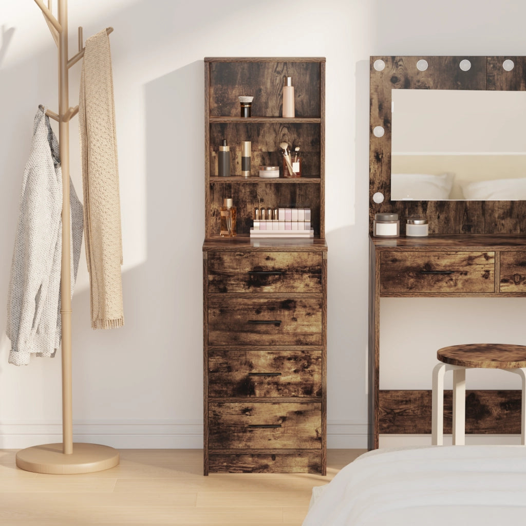 Highboard in Rovere Affumicato 40x41x135 cm in Legno Ingegnerizzato