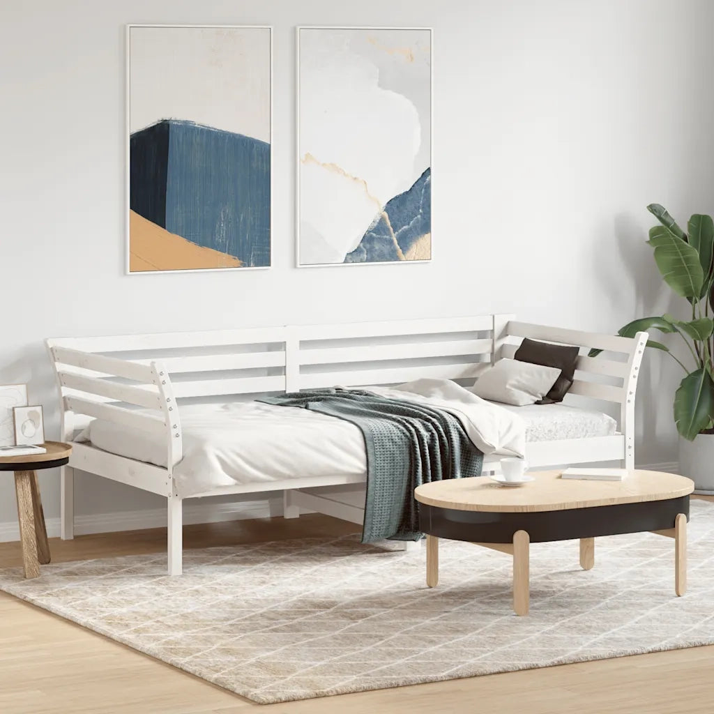 Dormeuse senza Materasso Bianca 90x190 cm Legno Massello Pino 842879