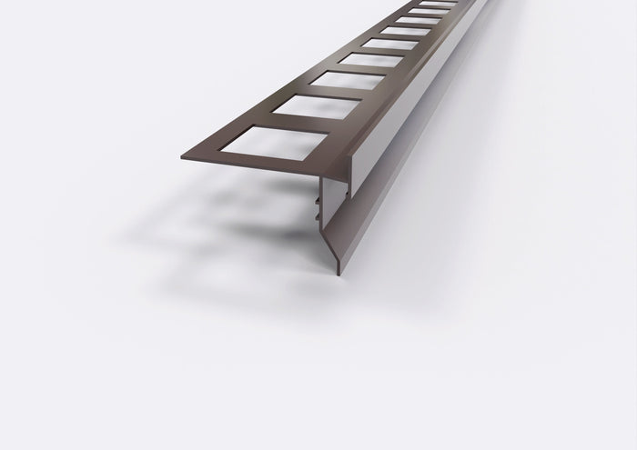 Profilo gocciolatoio per balconi e terrazze in ALLUMINIO "TOP" lunghezza 2.7 m FINITURA: Testa di Moro Ral 8019, ARTICOLO: Profilo Gocciolatoio TOP. Barra 2.7 M