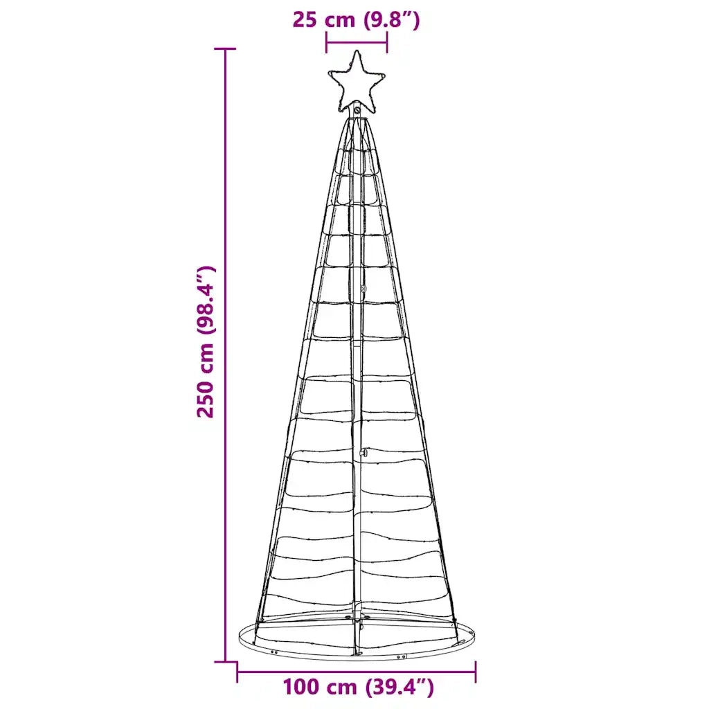 Albero di Natale LED con 390 LED Bianco caldo 250 cm Ferro