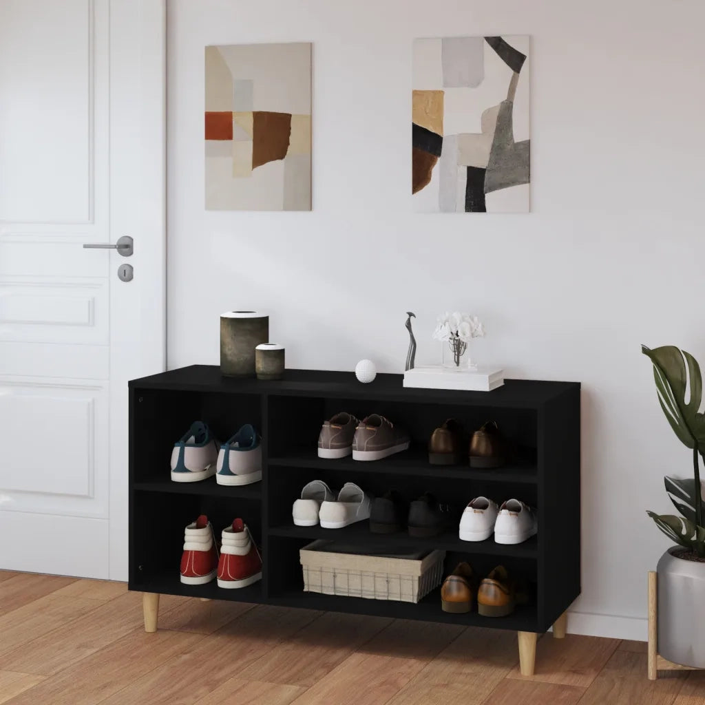 Scarpiera | Mobile per scarpe Nera 102x36x60 cm in Legno Multistrato