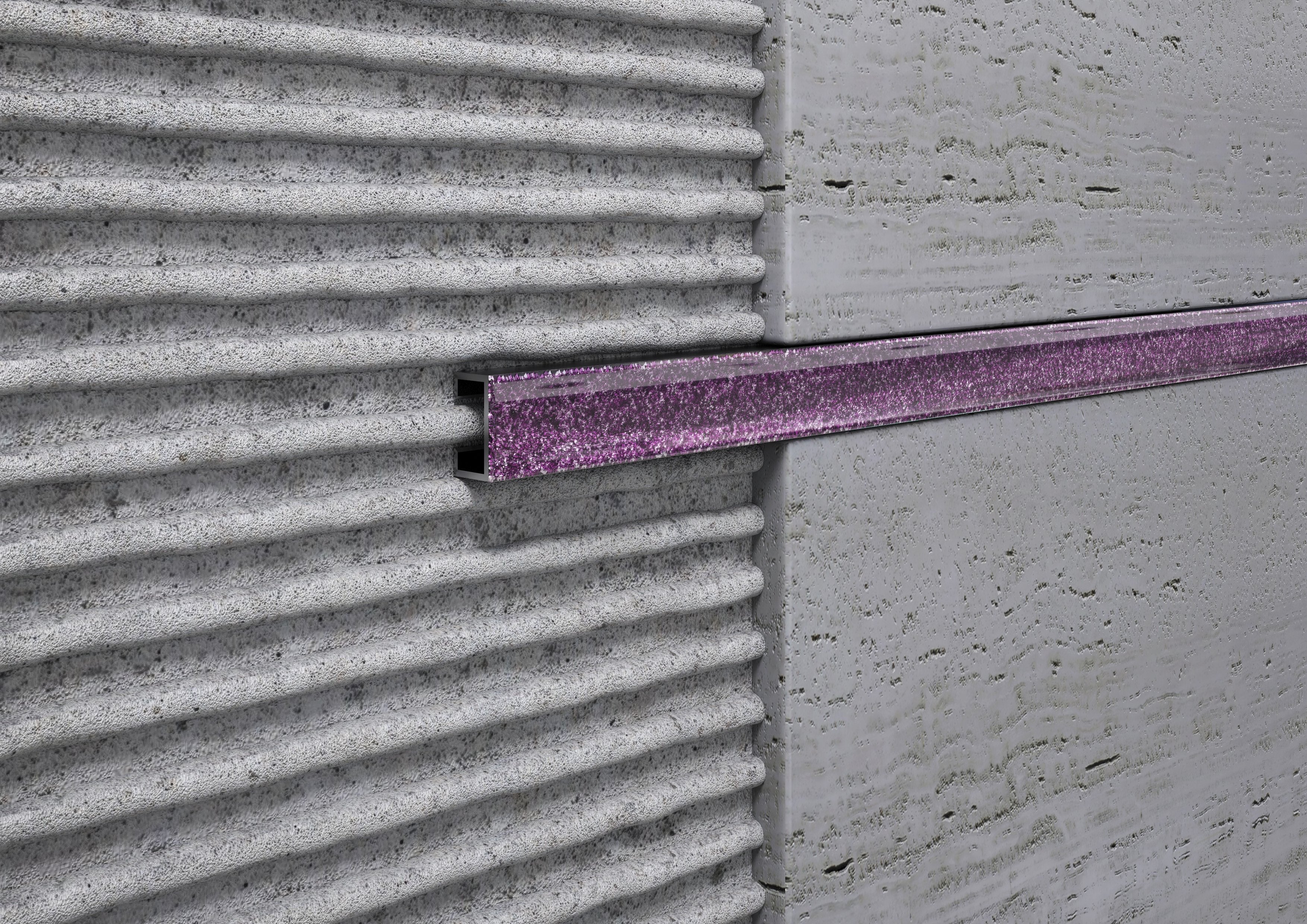 Profilo listello ALLUMINIO glitterato viola per piastrelle. Barra 2 M Misura: MM 15X8, Lunghezza: ML 2