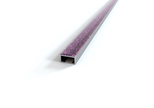 Profilo listello ALLUMINIO glitterato viola per piastrelle. Barra 2 M Misura: MM 15X8, Lunghezza: ML 2