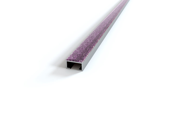 Profilo listello ALLUMINIO glitterato viola per piastrelle. Barra 2 M Misura: MM 10X8, Lunghezza: ML 2
