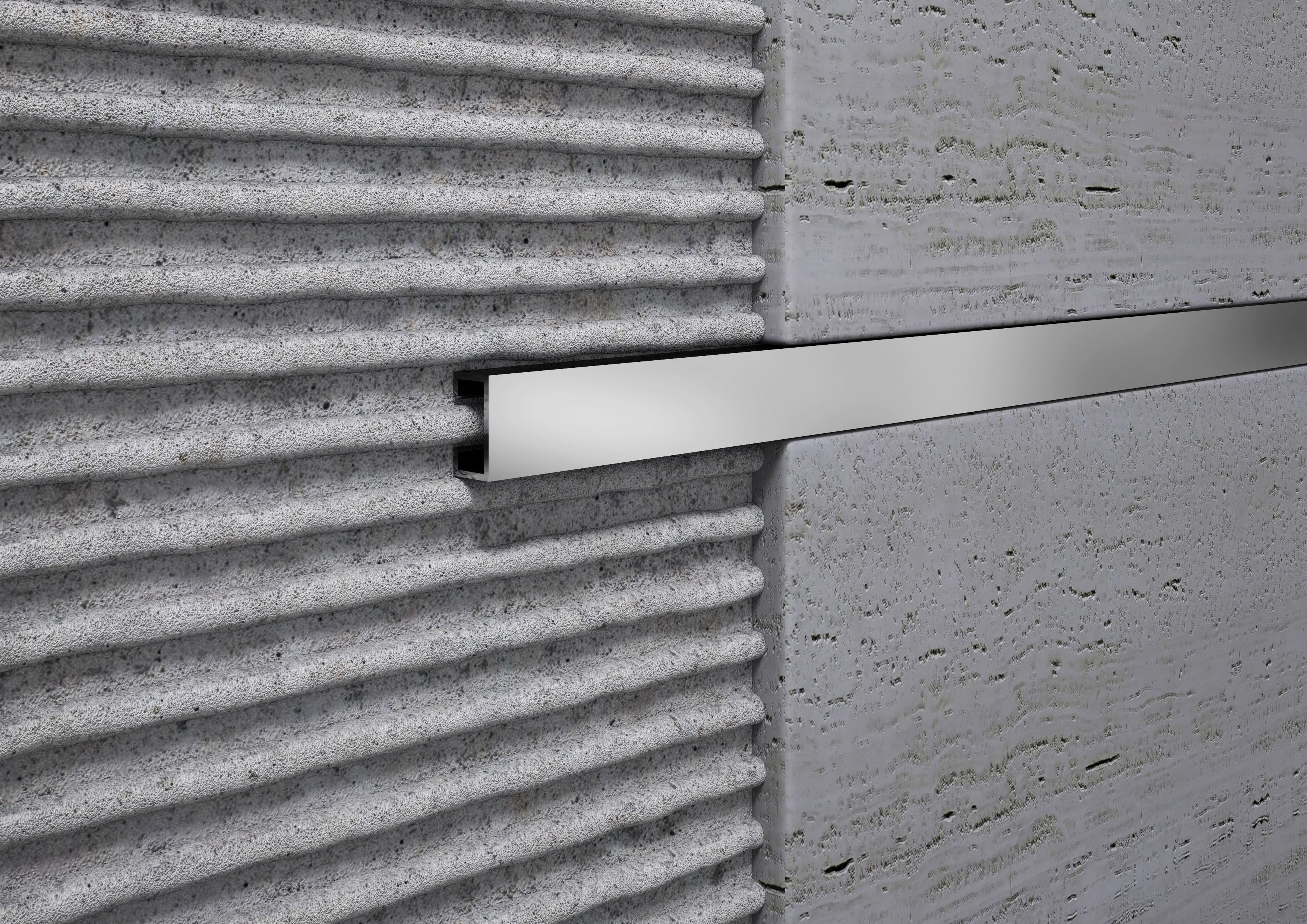 Profilo Listello in ALLUMINIO a vista piatta per piastrelle. Barra 2.5 M FINITURA: Alluminio opaco, Misura: MM 10X8